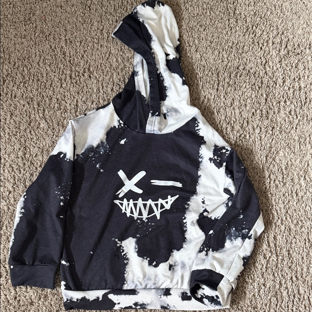 Kids Black and White tie dye splash Graphic Hoodie
